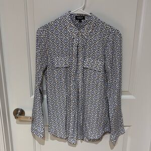 Express Black Blue and White patterned button down